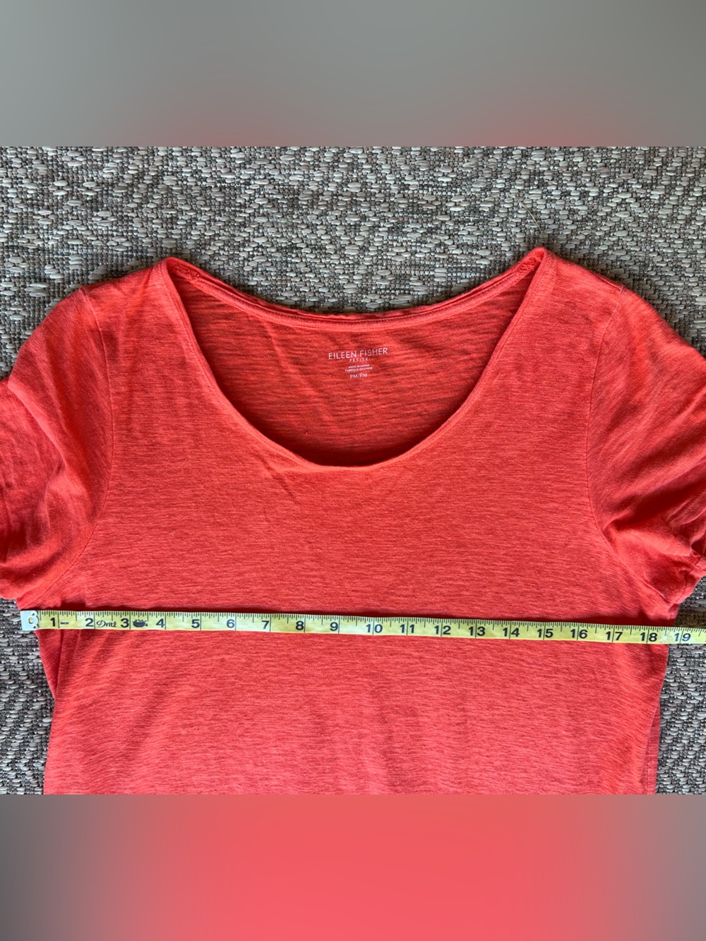 Eileen Fisher PM Orange Hemp Cotton Shift Dress Short Sleeve Pockets Petite - Picture 3 of 6